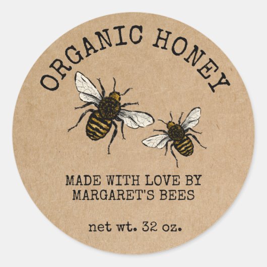 Honey Jar Labels Honeybee Honeycomb Bee Apiary (Voorkant)