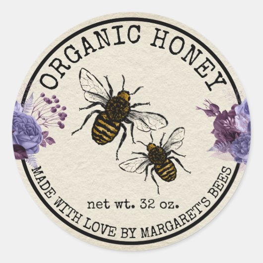 Honey Jar Labels Honeybee Honeycomb Bee Apiary (Voorkant)