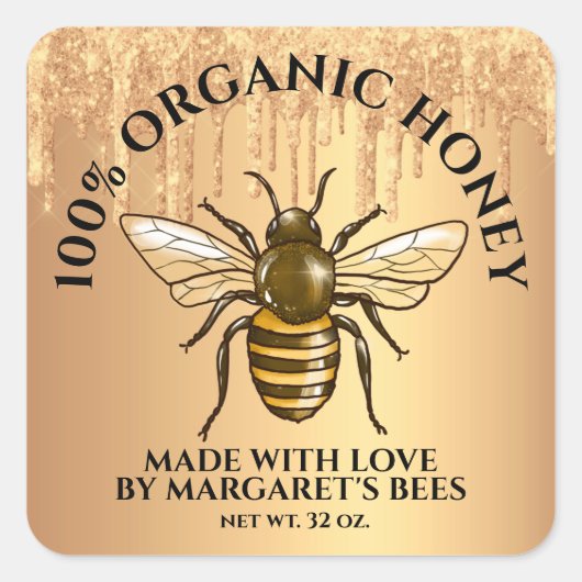 Honey Jar Labels Honeybee Honeycomb Gemaakt met li (Voorkant)