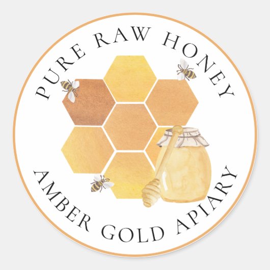 Honey Jar Labels Honeybees Honeycomb Bee Apiary (Voorkant)