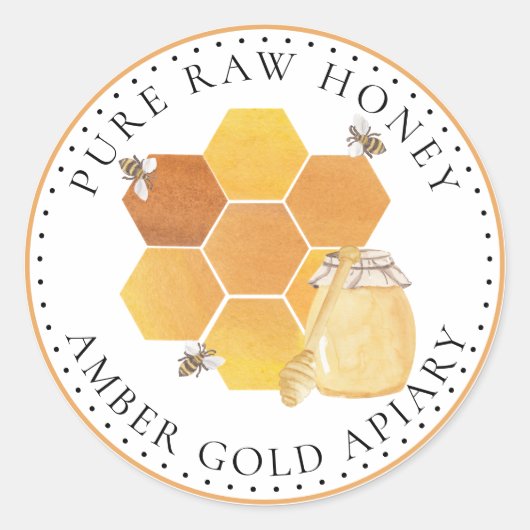 Honey Jar Labels Honeybees Honeycomb Bee Apiary (Voorkant)