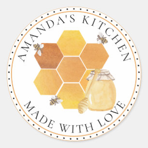Honey Jar Labels Honeybees Honeycomb bijen