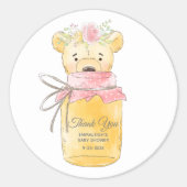 Honey Jar Meisje Teddy Bear Dank u Ronde Sticker (Voorkant)
