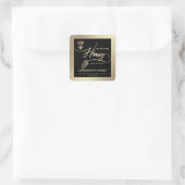 Honey jar modern script koningin bee square sticke vierkante sticker (Tas)