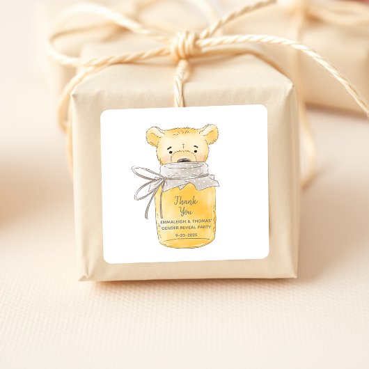 Honey Jar Teddy Bear Bedankt Vierkante Sticker