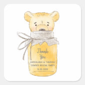 Honey Jar Teddy Bear Bedankt Vierkante Sticker (Voorkant)