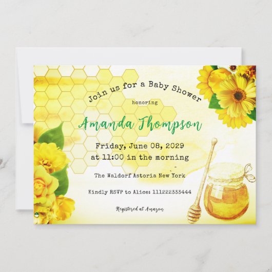 Honey Jar Yellow Green Moeder to Bee Baby shower Kaart (Voorkant)