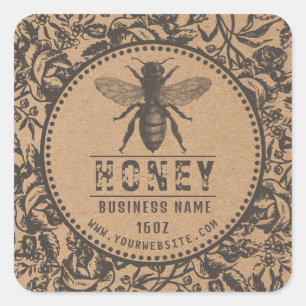 Honey Label Kraft   Bloemen en bijen