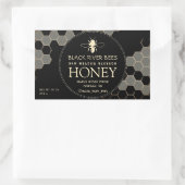 Honey Label with Honeycomb and Stylized Bee Black (Tas)