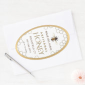 Honey Label with honeycomb, bee and gold border (Envelop)