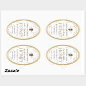 Honey Label with honeycomb, bee and gold border (Vel)