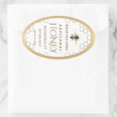 Honey Label with honeycomb, bee and gold border (Tas)