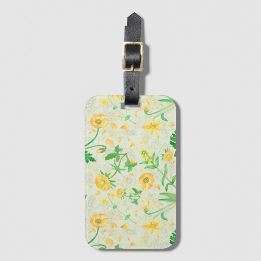 Honey Lemon Flowers Moss Green Travel Label Bagagelabel (Voorkant (verticaal))
