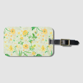 Honey Lemon Flowers Moss Green Travel Label Bagagelabel