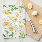 Honey Lemon Flowers Snow White Kitchen Towels Theedoek (Quarter Fold)