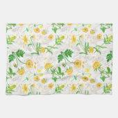 Honey Lemon Flowers Snow White Kitchen Towels Theedoek (Horizontaal)