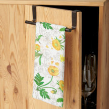 Honey Lemon Flowers Snow White Kitchen Towels