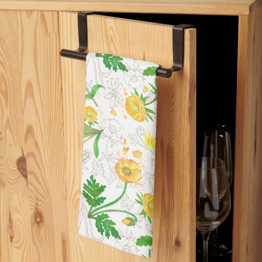 Honey Lemon Flowers Snow White Kitchen Towels Theedoek (Derde Gevouwen)