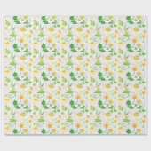 Honey Lemon Flowers Snow White Wrapping Paper Cadeaupapier (Vlak)