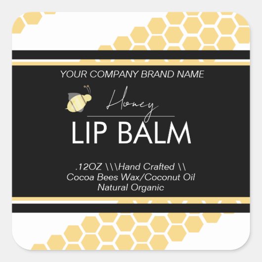 Honey Lip Balm Business Packaging Square Sticker (Voorkant)