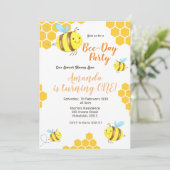 Honey Little Bee 1st Birthday Invitation Kaart (Staand voorkant)