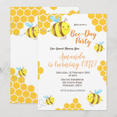 Honey Little Bee 1st Birthday Invitation Kaart (Voorkant / Achterkant)