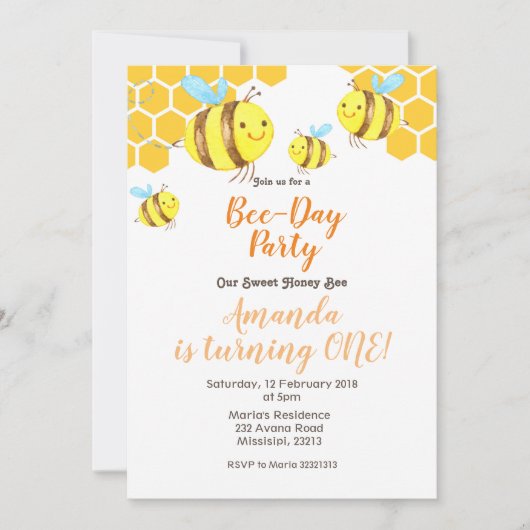 Honey Little Bee 2e verjaardag Kaart (Voorkant)