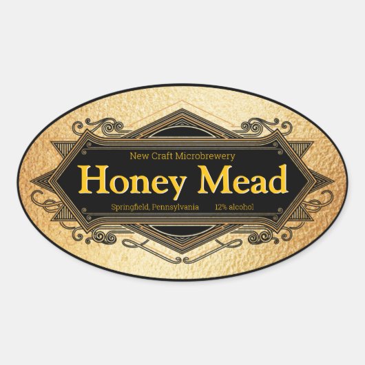 Honey Mead Golden Microbrouwery Ovale Sticker (Voorkant)