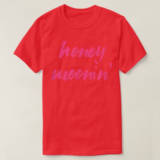 Honey MooninMarried Couple Matching Pink Honeymoon T-shirt (Design voorkant)