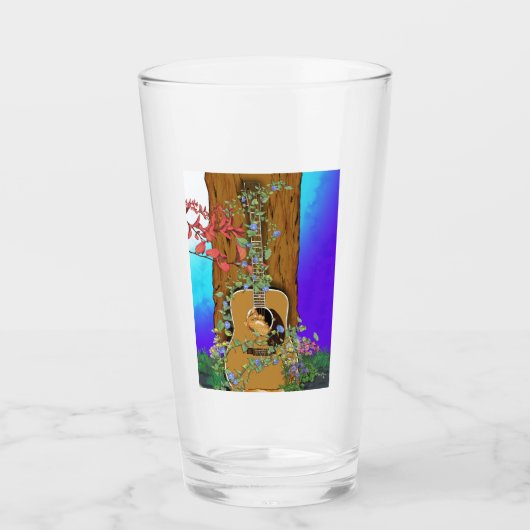 "Honey" Natuur herwonnen gitaar artwork Glas (Voorkant)