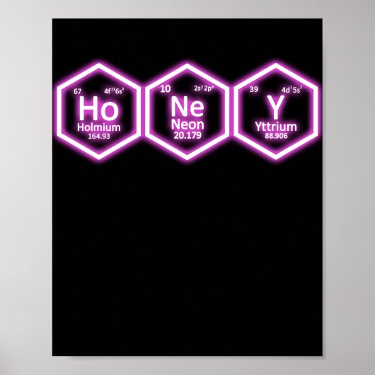 Honey Neon Element Periodic Table Science Poster (Voorkant)