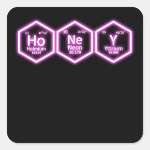 Honey Neon Element Periodic Table Science Vierkante Sticker