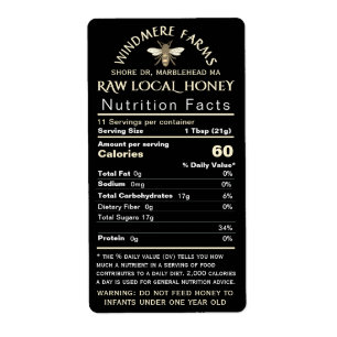 Honey Nutrition Baby Waarschuwing & Bee Verzending Etiket