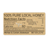 Honey Nutrition Fact Kraft Shipping Label with be (Voorkant)