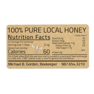 Honey Nutrition Fact Kraft Shipping Label with be