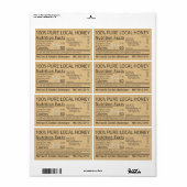 Honey Nutrition Fact Kraft Shipping Label with be (Full Sheet)