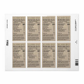 Honey Nutrition Facts Baby Waarschuwing Apiary Naa Etiket (Full Sheet)