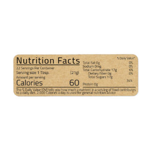 Honey Nutrition Facts Kraft Retouradres Etiket