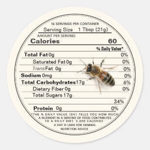 Honey Nutrition Facts Label levensgrote bij Ivoor