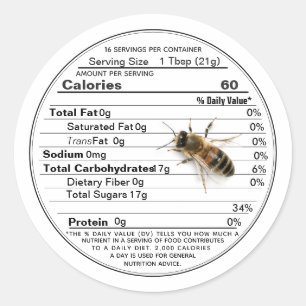 Honey Nutrition Facts Label levensgrote bij Wit