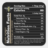Honey Nutrition Facts Label Zwart Geel Bijen (Voorkant)