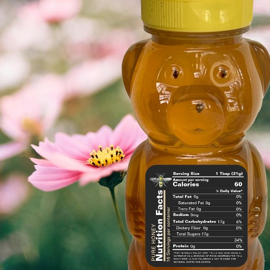 Honey Nutrition Facts Label Zwart Geel Bijen