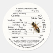 Honey Nutrition Facts met Baby Warning en Bee Ronde Sticker (Voorkant)