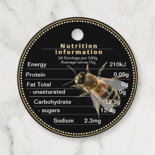 Honey Nutrition Information Label Australië Black