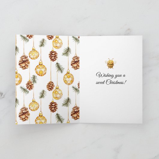 Honey Ornaments Happy Bees Christmas Pine Cones Kaart (Binnen)
