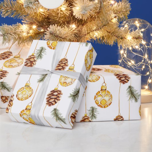 Honey Pine Cones Kerstmis Cadeaupapier (Feestdagen)
