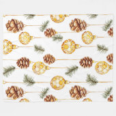 Honey Pine Cones Kerstmis Fleece Deken (Voorkant (Horizontaal))