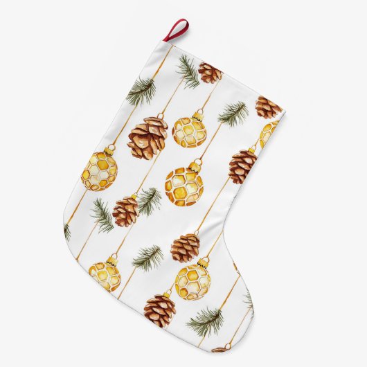 Honey Pine Cones Kerstmis Grote Kerstsok (Voorkant (Hangend))