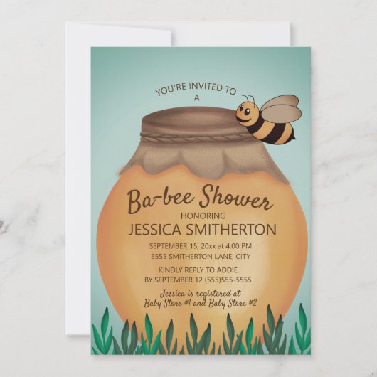 Honey Pot en Honey Bee Baby Shower Kaart (Voorkant)
