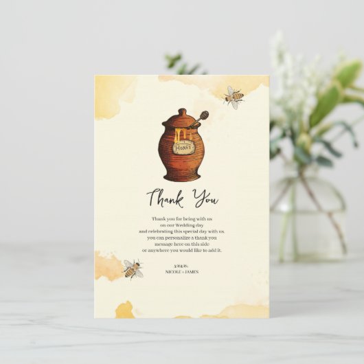  Honey Pot Honey Bee Baby shower Dank u Kaart (Staand voorkant)